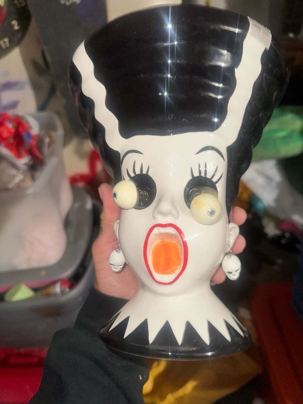 Department 56 Bride of Frankenstein Googly Eyes Candy Bowl